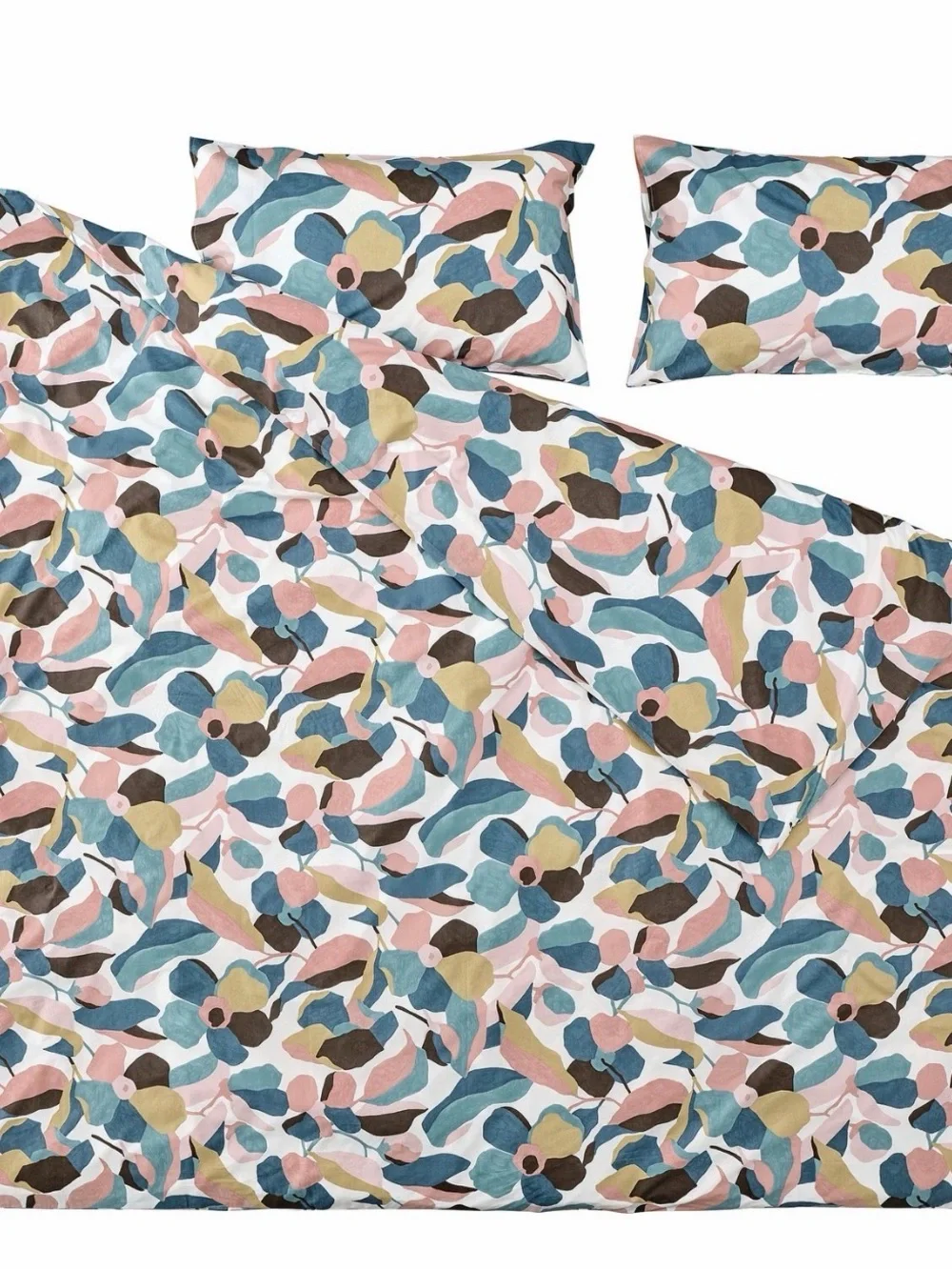 IKEA VIDEOXBAR Floral Abstract Cotton Duvet Cover - Blue, Pink, Olive